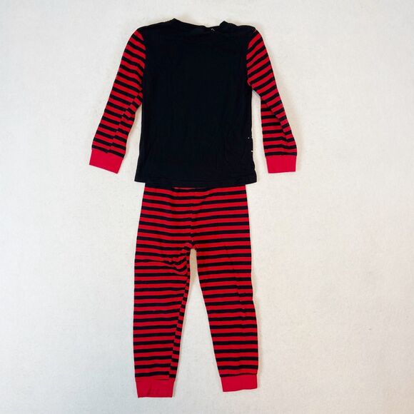 Pirate Pajama Set‎ Size 7 Red Black Skull Crossbones Long Sleeve Pants - Picture 3 of 5